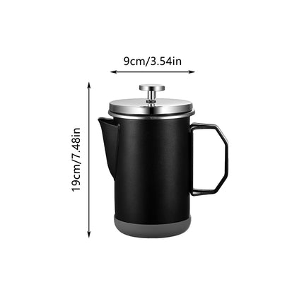 1L Stainless Steel French Press Coffee Maker - Portable Camping Plunger Pot