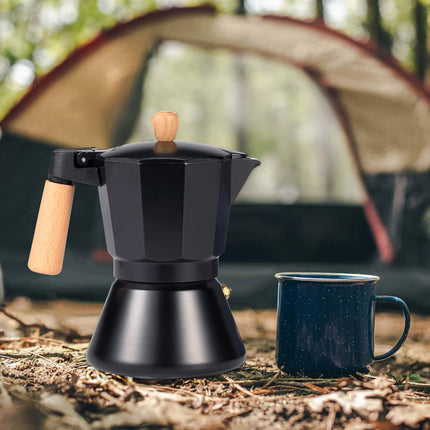 Aluminum Bottom Coffee Pot Stovetop Safe Heat-Resistant Handle Black