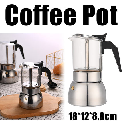 Stainless Steel Coffee Pot Heat-Resistant Glass Portable Home Pour Over