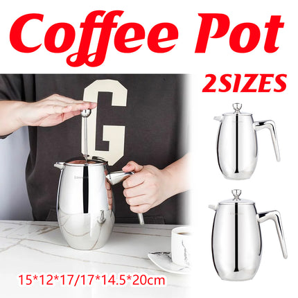 304 Stainless Steel Layer Coffee Pot Press U-Shaped Spout Home Tea Coffee Maker