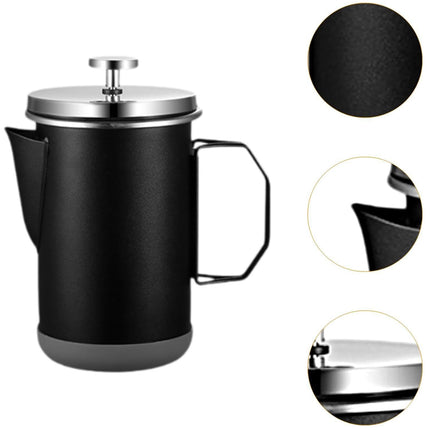 1L Stainless Steel French Press Coffee Maker - Portable Camping Plunger Pot