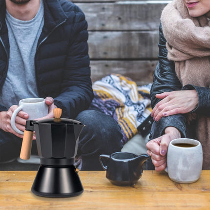 Aluminum Bottom Coffee Pot Stovetop Safe Heat-Resistant Handle Black