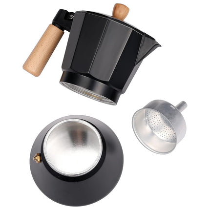 Aluminum Bottom Coffee Pot Stovetop Safe Heat-Resistant Handle Black