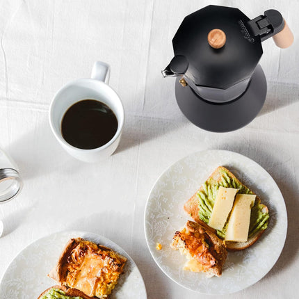 Aluminum Bottom Coffee Pot Stovetop Safe Heat-Resistant Handle Black