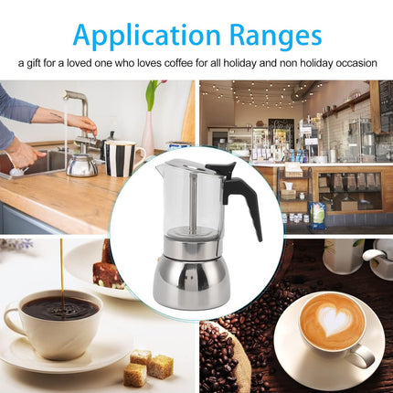 Stainless Steel Coffee Pot Heat-Resistant Glass Portable Home Pour Over
