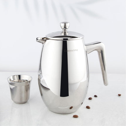 304 Stainless Steel Layer Coffee Pot Press U-Shaped Spout Home Tea Coffee Maker