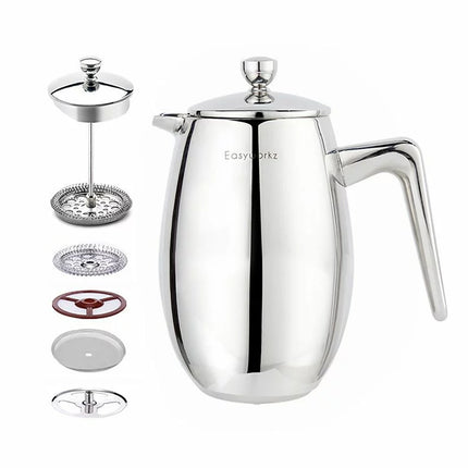 304 Stainless Steel Layer Coffee Pot Press U-Shaped Spout Home Tea Coffee Maker