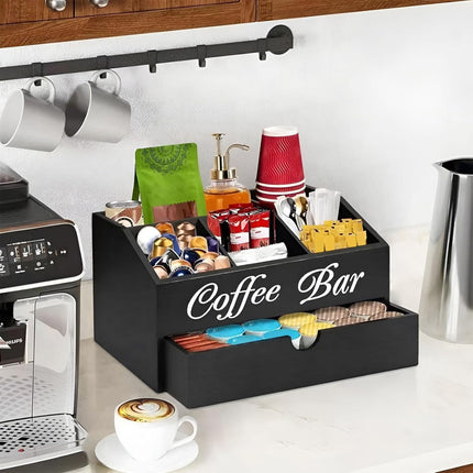 Wooden Coffee Capsule Storage Box Rack Light Wood Portable Tabletop Organizer