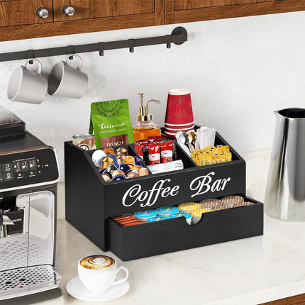 Wooden Coffee Capsule Storage Box Rack Light Wood Portable Tabletop Organizer