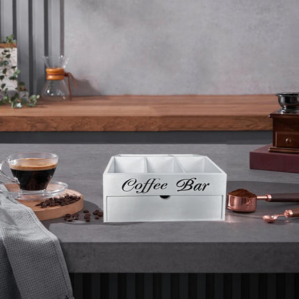Wooden Coffee Capsule Storage Box Rack Light Wood Portable Tabletop Organizer