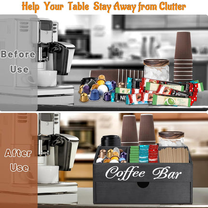 Wooden Coffee Capsule Storage Box Rack Light Wood Portable Tabletop Organizer