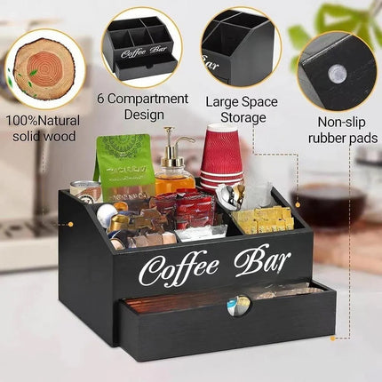 Wooden Coffee Capsule Storage Box Rack Light Wood Portable Tabletop Organizer
