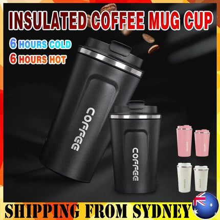 Insulated Coffee Mug Vacuum Travel Cup Thermal Stainless Steel Flask Reusable 380ML - Aimall