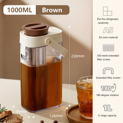 1000ml Coffee Cold Brew Pot Durable with Filter for Home Kitchen Coffee Lovers