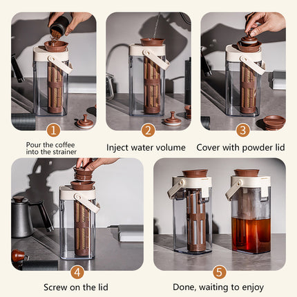 1000ml Coffee Cold Brew Pot Durable with Filter for Home Kitchen Coffee Lovers