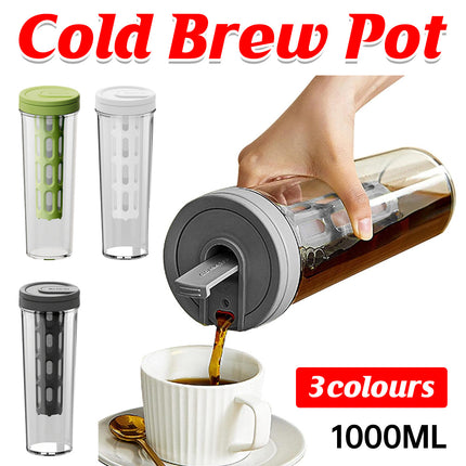 Large Capacity Coffee Cold Brew Pot with Filter 1000ml Clear Easy Clean Daily Use