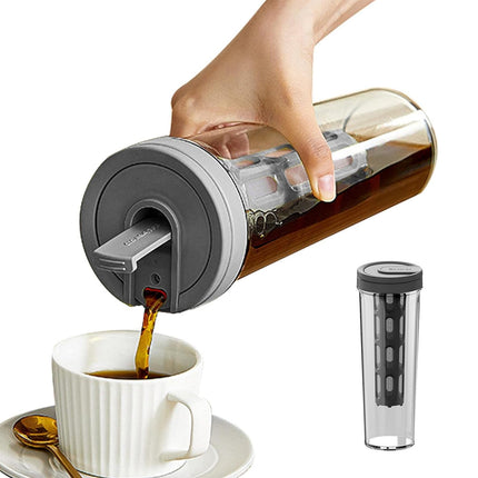 Large Capacity Coffee Cold Brew Pot with Filter 1000ml Clear Easy Clean Daily Use
