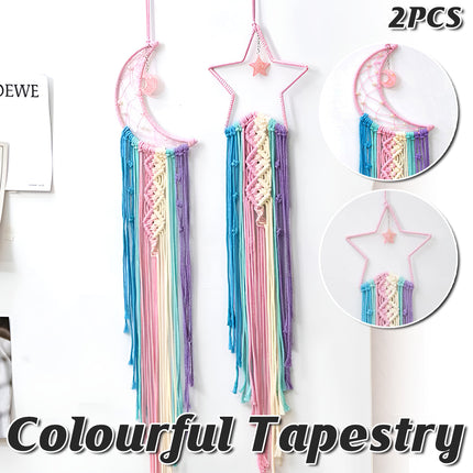 Woven Tapestry Dream Catcher Colourful Stars Moon Home Decor Hanging Cloth