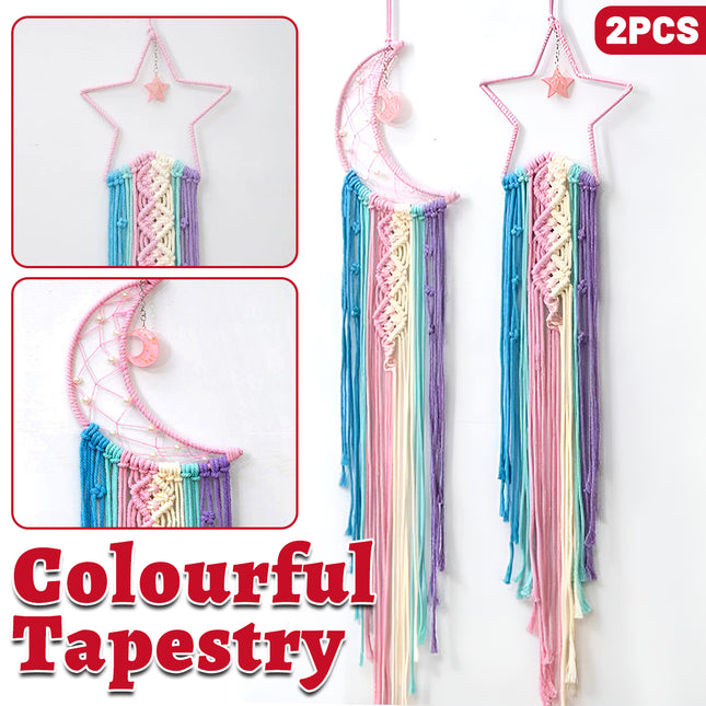 Woven Tapestry Dream Catcher Colourful Stars Moon Home Decor Hanging Cloth