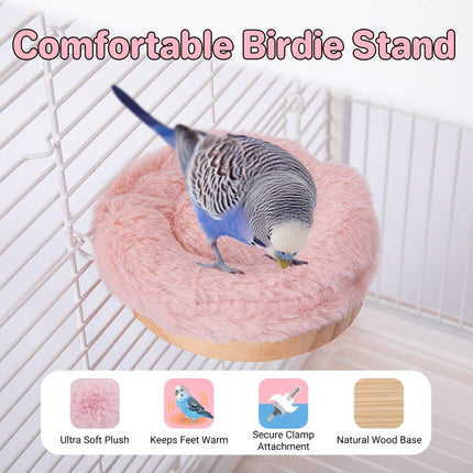 Warm Parrot Perch Platform Bird Stand with Washable Pad for Winter Cage Play