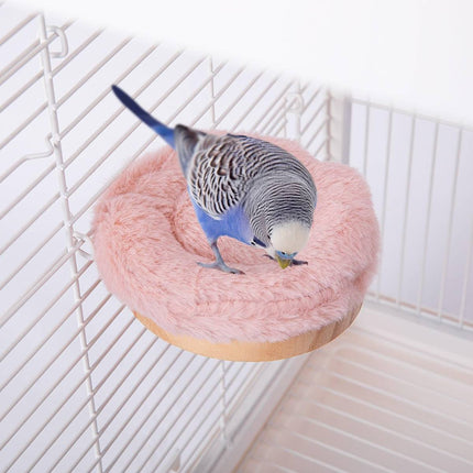 Warm Parrot Perch Platform Bird Stand with Washable Pad for Winter Cage Play