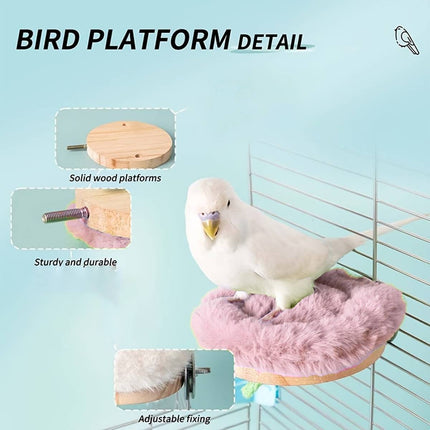 Warm Parrot Perch Platform Bird Stand with Washable Pad for Winter Cage Play