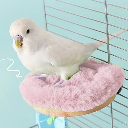 Warm Parrot Perch Platform Bird Stand with Washable Pad for Winter Cage Play