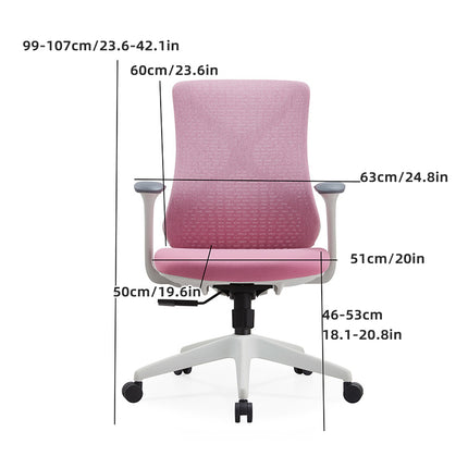 Ergonomic Office Chair Adjustable Height Mesh Back Computer Desk Chair Pink