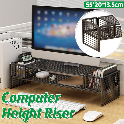 Monitor Laptop Height Riser with Storage Shelf for Home Office Space Saving Use