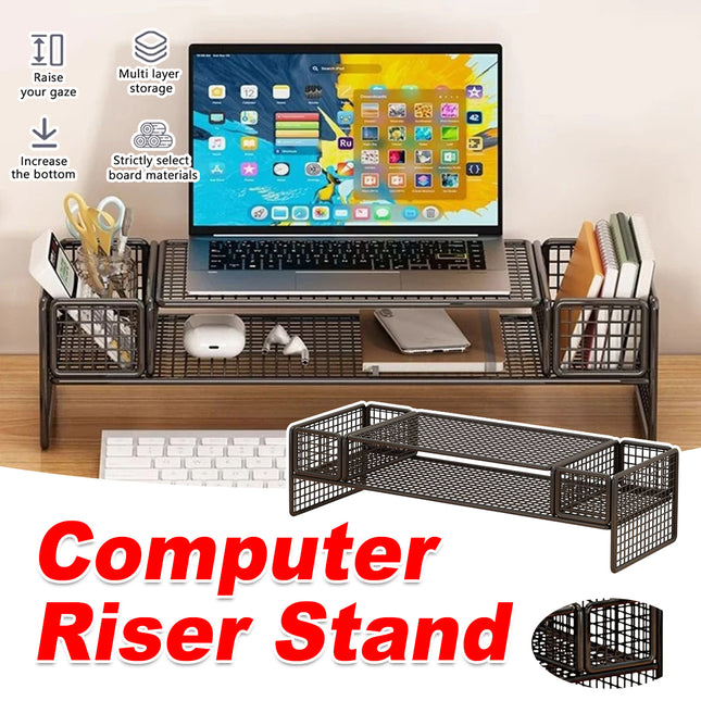 Monitor Laptop Riser Stand with Storage Compartment for Home Office Space Saving