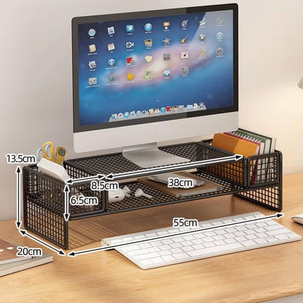 Monitor Laptop Riser Stand with Storage Compartment for Home Office Space Saving