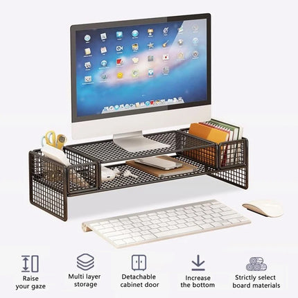 Monitor Laptop Riser Stand with Storage Compartment for Home Office Space Saving