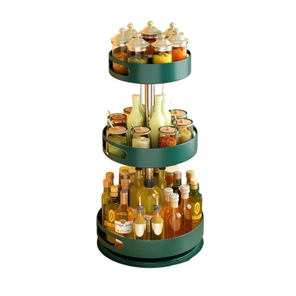3 Tier 360-Degree Rotating Spice Rack Durable Tall Countertop Kitchen Shelf