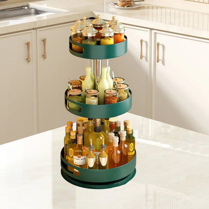 3 Tier 360-Degree Rotating Spice Rack Durable Tall Countertop Kitchen Shelf