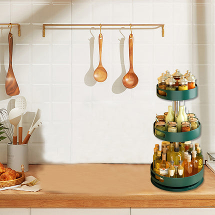 3 Tier 360-Degree Rotating Spice Rack Durable Tall Countertop Kitchen Shelf