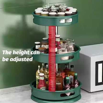 3 Tier 360-Degree Rotating Spice Rack Durable Tall Countertop Kitchen Shelf