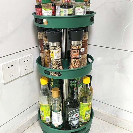 3 Tier 360-Degree Rotating Spice Rack Durable Tall Countertop Kitchen Shelf