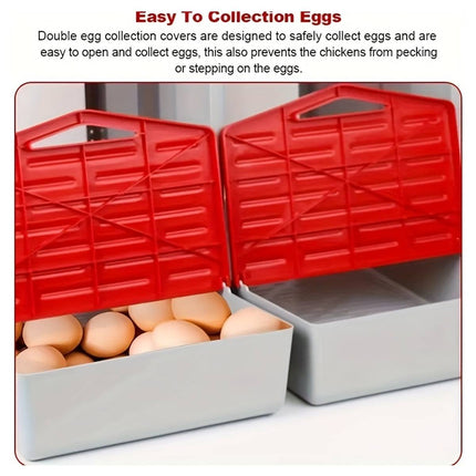 3 Compartment Plastic Chicken Nesting Box Grey Red