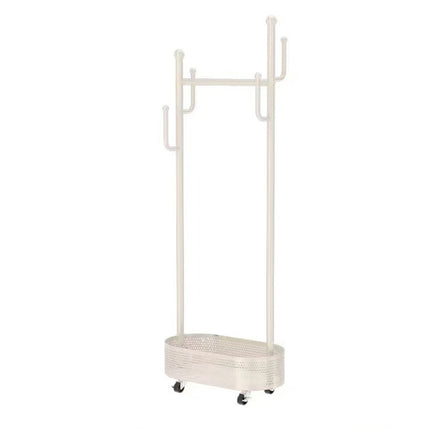 Portable Floor Standing Coat Rack with Wheels for Bedroom Clothes Storage Use