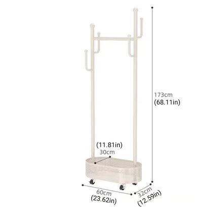 Portable Floor Standing Coat Rack with Wheels for Bedroom Clothes Storage Use