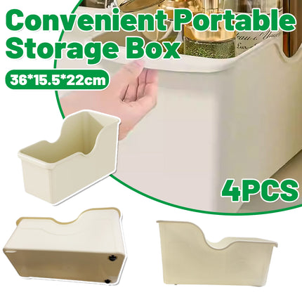 4PCS Wheeled Kitchen Storage Box Large Capacity Pots Spice Bottles Organizer
