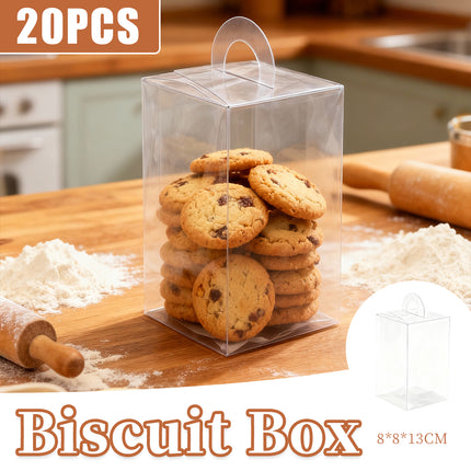 20PCS Transparent Biscuit Gift Box with Handle for Christmas Party Favors Use