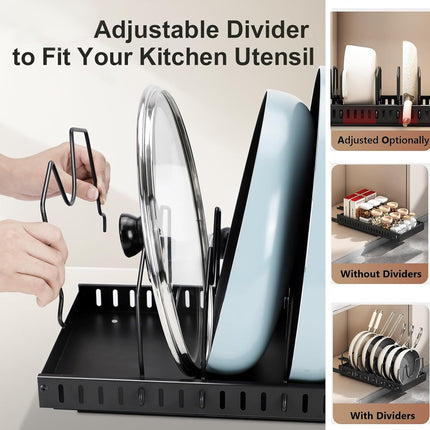 Adjustable Pot Rack Cookware Storage Rack Kitchen Storage Rack Wall Mounted