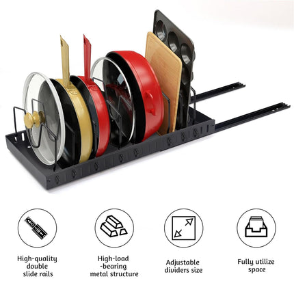 Adjustable Pot Rack Cookware Storage Rack Kitchen Storage Rack Wall Mounted