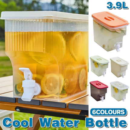 3.9L Water Jug with Tap Beverage Drink Dispenser Refrigerator Lemonade Container