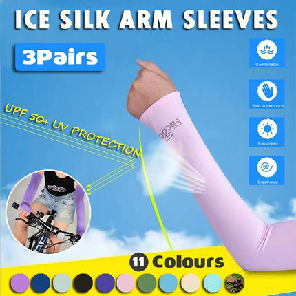 3 Pairs Cooling Sport Arm Stretch Sleeves Sun Uv Protection Covers Cycling Golf - Aimall