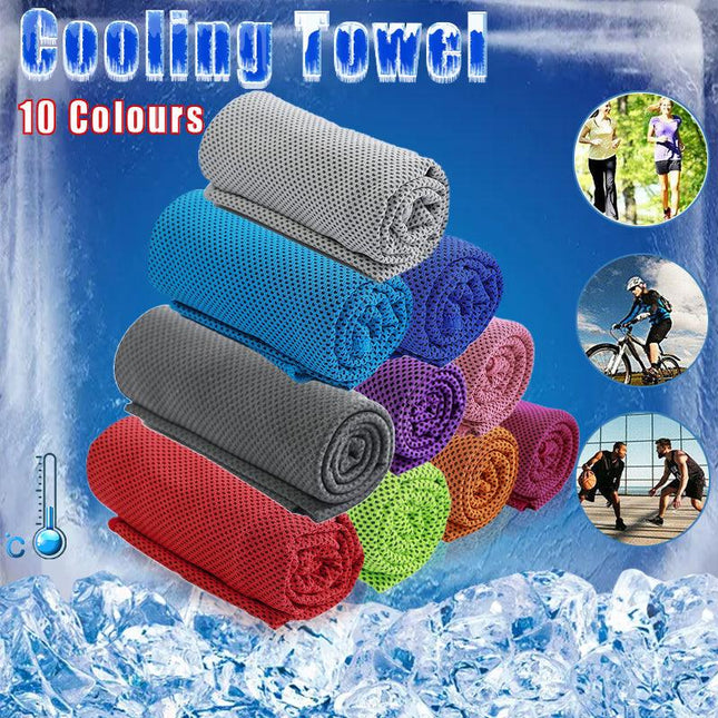 Instant Cooling Towel Ice Cold Cool Golf Cycling Gym Sport Outdoor Double Layers - Aimall