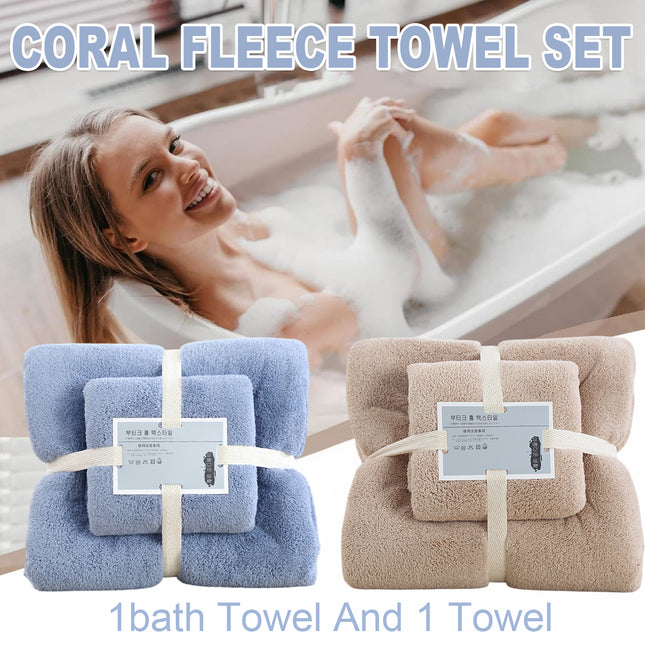 Coral Velvet Towel Set Bath Towels Soft Absorbent Quick Dry Face Hand Cloth Home