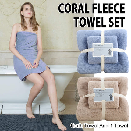 Coral Velvet Towel Set Bath Towels Soft Absorbent Quick Dry Face Hand Cloth Home