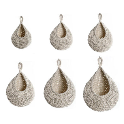 Cotton Rope Woven Storage Basket Wall Mount Fruit Vegetable Organizer Container